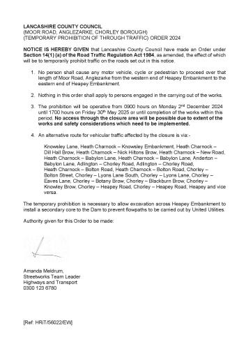 Moor Road Closure